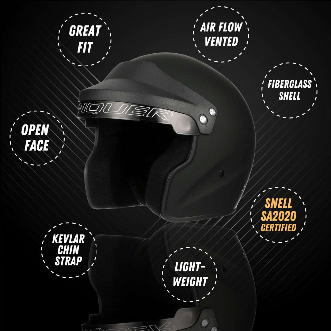 Conquer Snell SA2025 Approved Open Face Auto Racing Helmet - Image 17